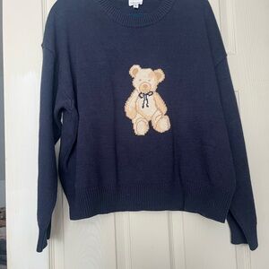 Le Lis Navy Sweater with Bear Motif